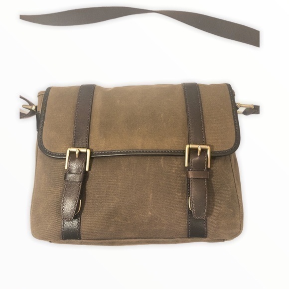 Fossil canvas leather messenger bag - Picture 1 of 10